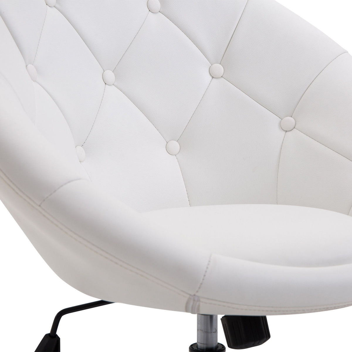 Work Stool Swivel Stool Chrome Plated Height Adjustable Pu + Steel Black/White 56X71X78-90Cm (White)