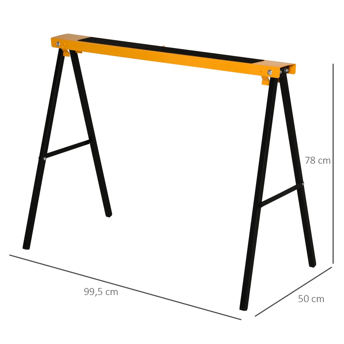 Work Trestle, Saw Horse, Jack Stand, Foldable, Non-Slip, Steel, Orange, Black, 99.5 X 50 X 78 Cm, Load Capacity 125 Kg