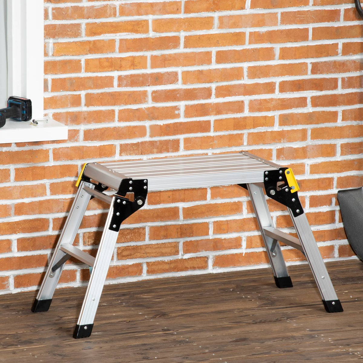 Workbench & Work Platform Foldable, With Safety Latch, Up To 150Kg, Aluminum Alloy Steel, Silver, 94X38.5X48Cm