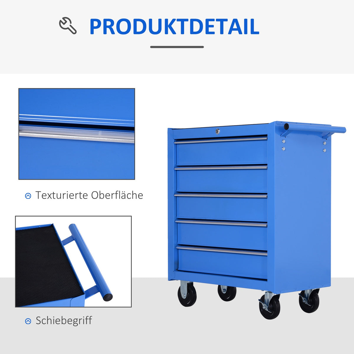 Workshop Trolley, Mobile Tool Trolley With 5 Drawers, Trolley, Tool Box, Red