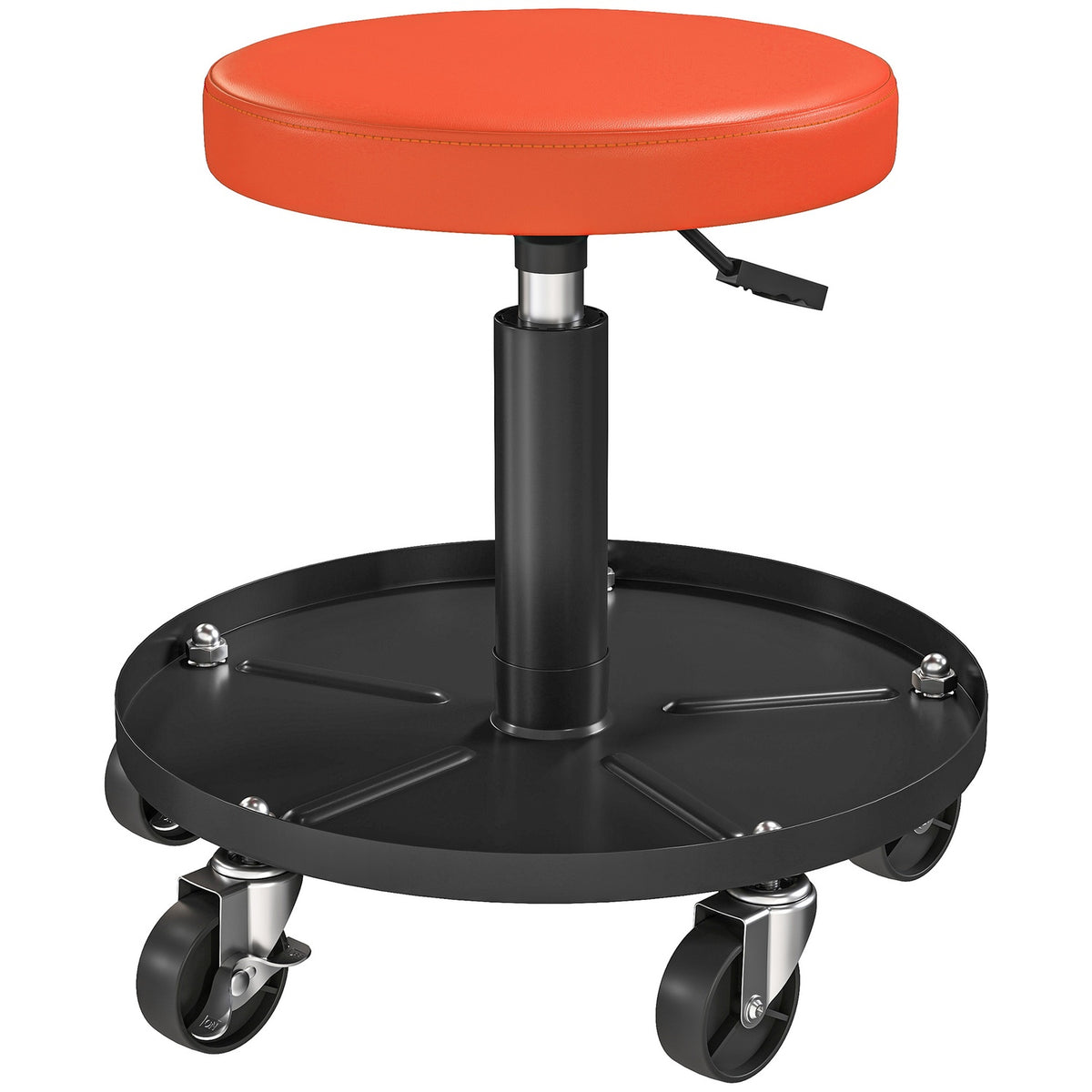 Workshop stool with wheels, height adjustable from 38-50cm, load capacity up to 135 kg, Orange