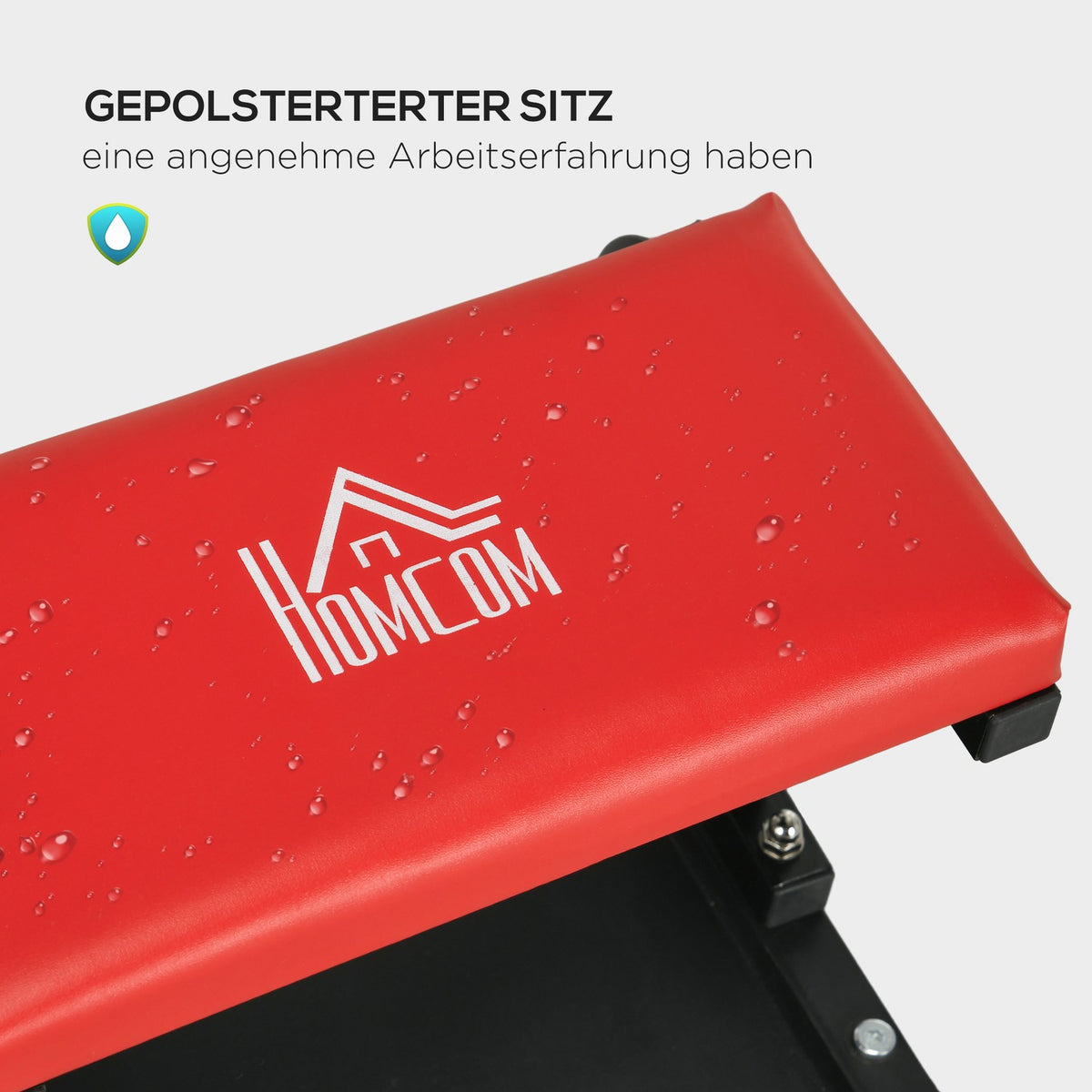 Workshop stool work stool with shelf, padded seat cushion, assembly stool for garage, workshop, steel, red
