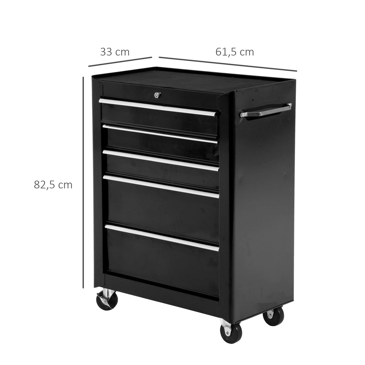 Workshop trolley tool trolley empty lockable with 5 drawers, 2 keys, anti-slip mats, tool cabinet black