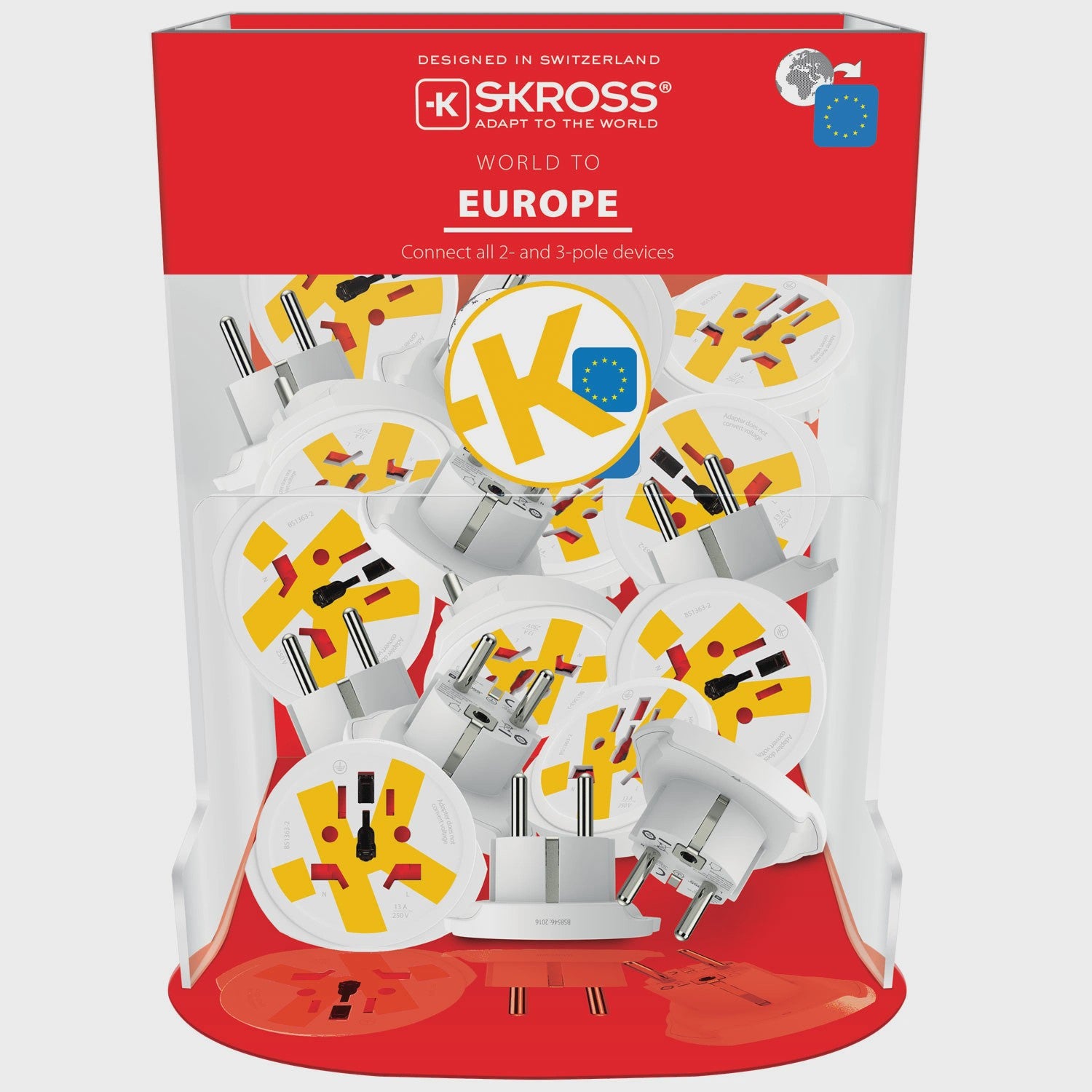 World to Europe Grounded Travel Adapter, 220+ Countries