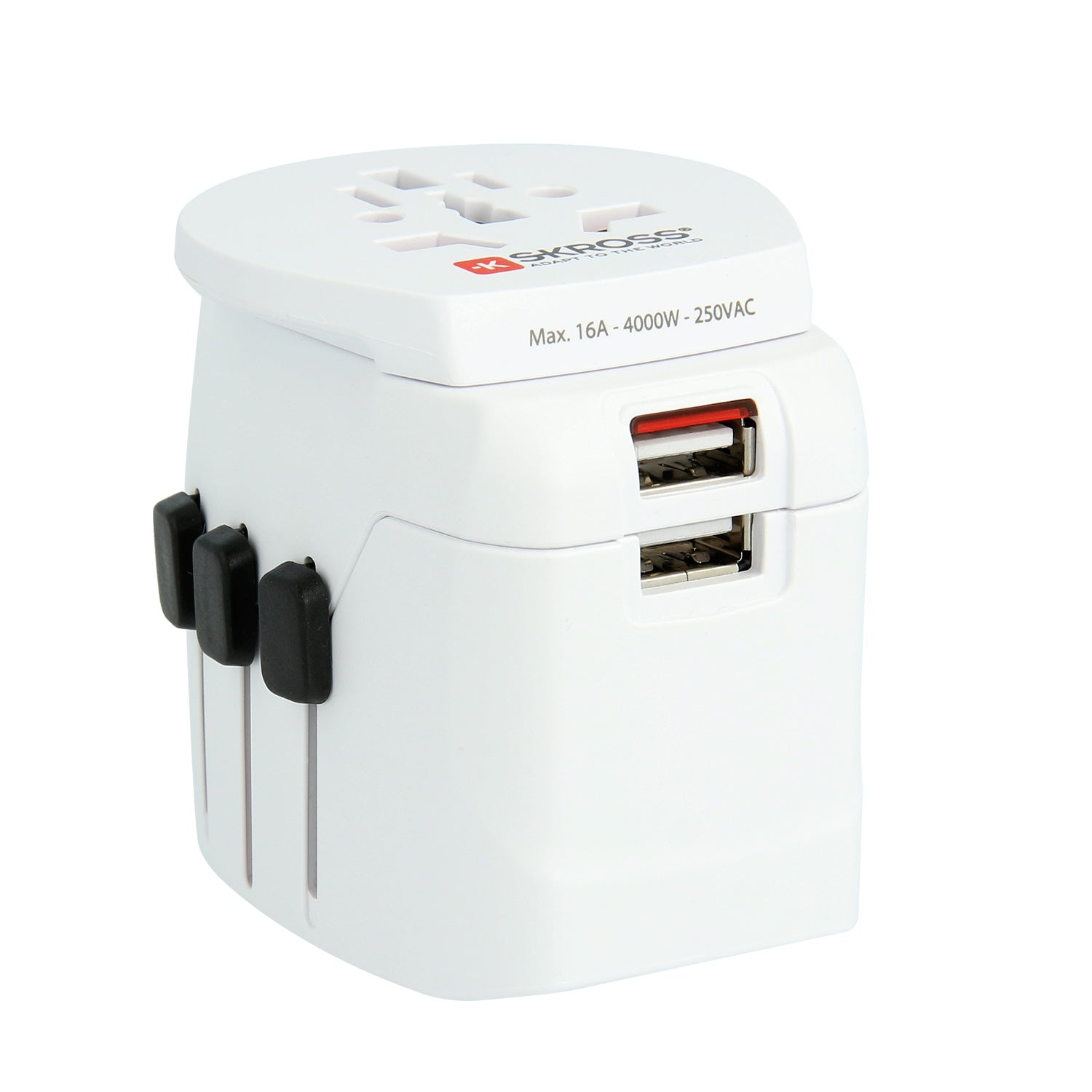 World travel adapter PRO Light World 2xUSB-A 15W Grounded