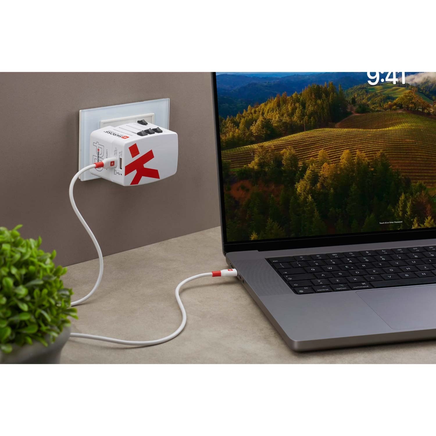 World travel charger AC65PD World USB-A+USB-C PD 65W Grounded