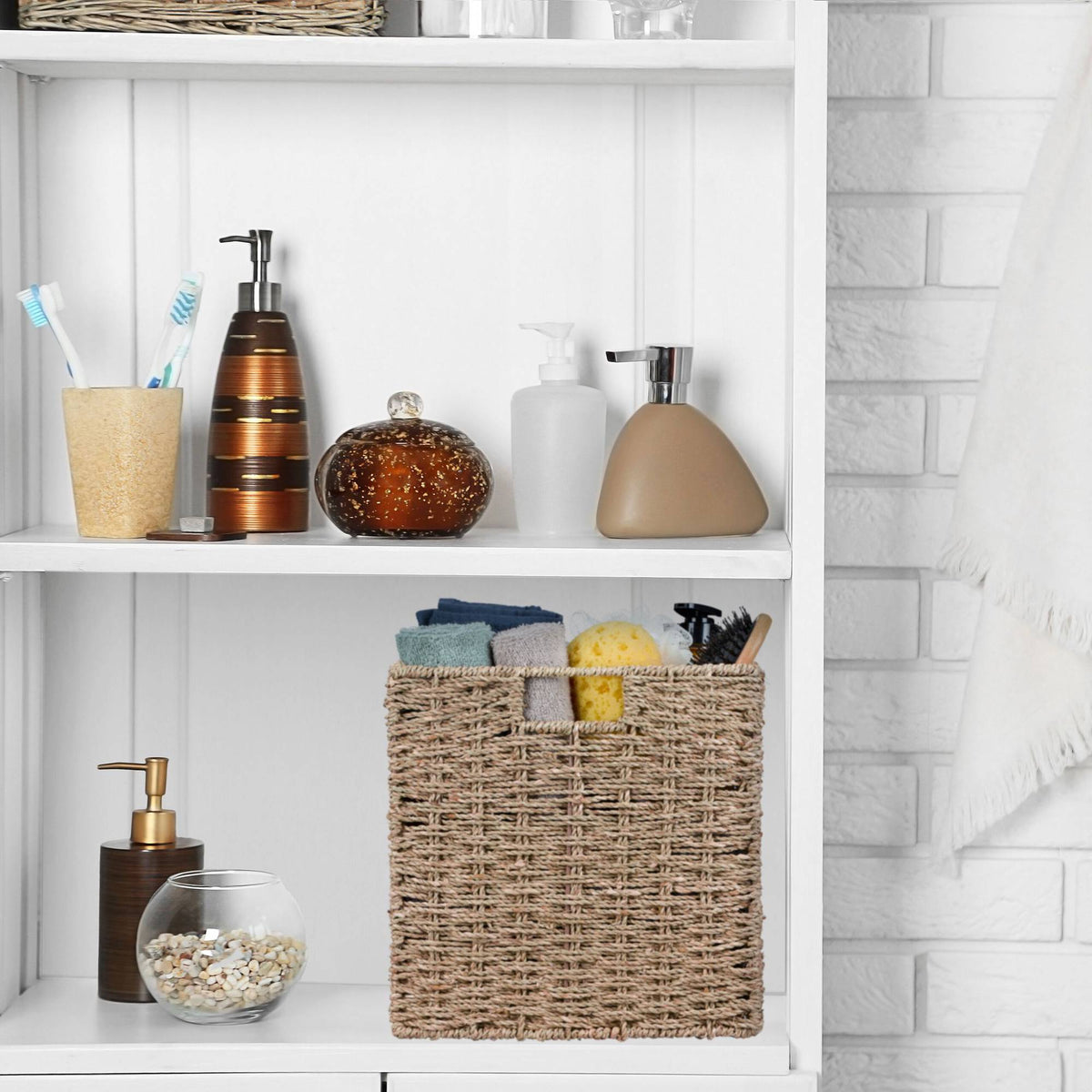 Woven seaweed storage basket