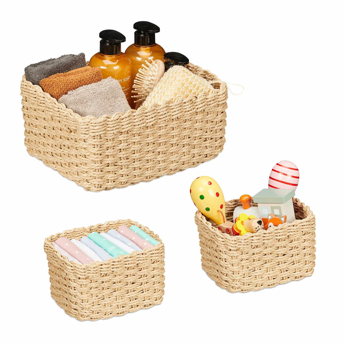 Woven storage basket, set of 3