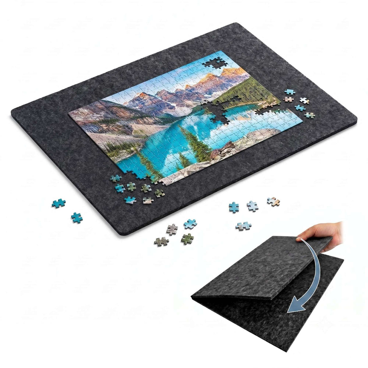 XL Foldable Felt Jigsaw Mat – Non-Slip Grey Surface
