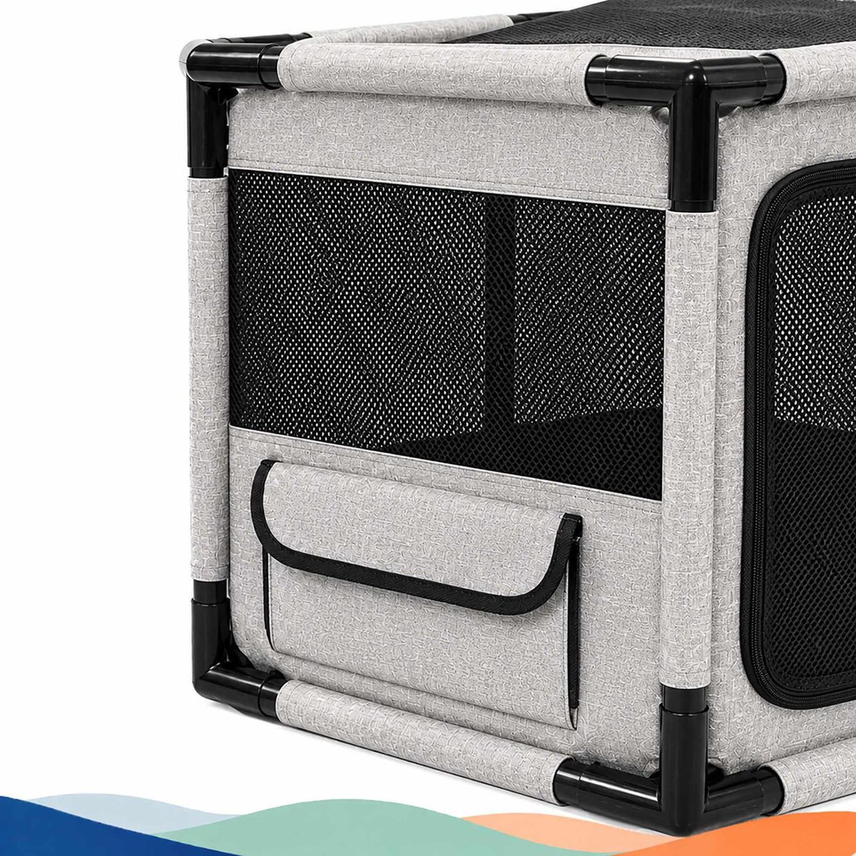 XL Indoor & Outdoor Puppy Playpen, Polyester, Grey/Black