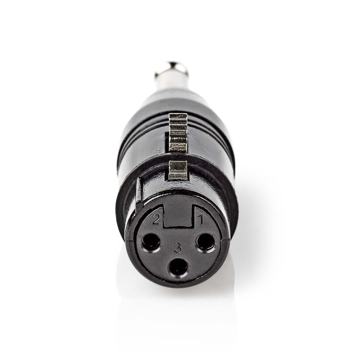 XLR Adapter | XLR 3-pin female | 6.35 mm Male | Nickel Plated | Straight | Metal | Black | 1 pc. | Plastic bag