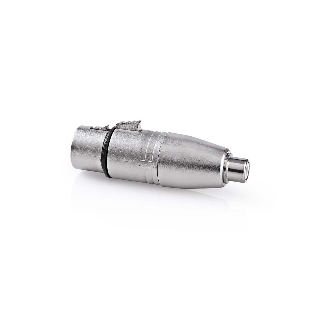 XLR Adapter | XLR 3-pin female | RCA Female | Nickel Plated | Straight | Metal | Silver | 10 pieces. | Plastic bag