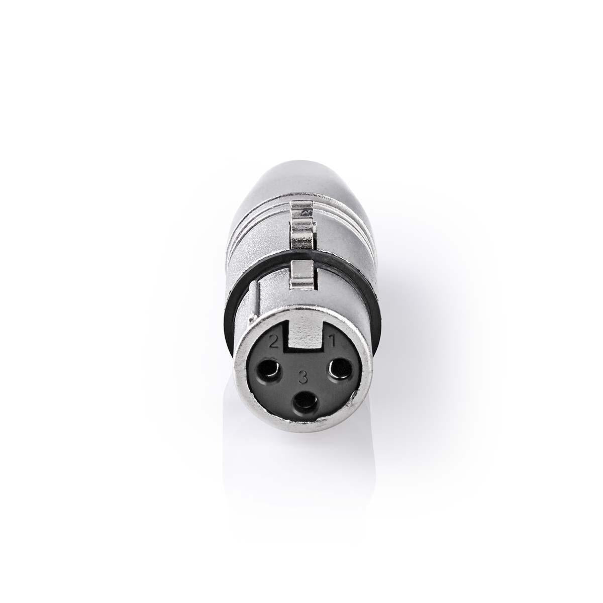 XLR Adapter | XLR 3-pin female | RCA Female | Nickel Plated | Straight | Metal | Silver | 10 pieces. | Plastic bag