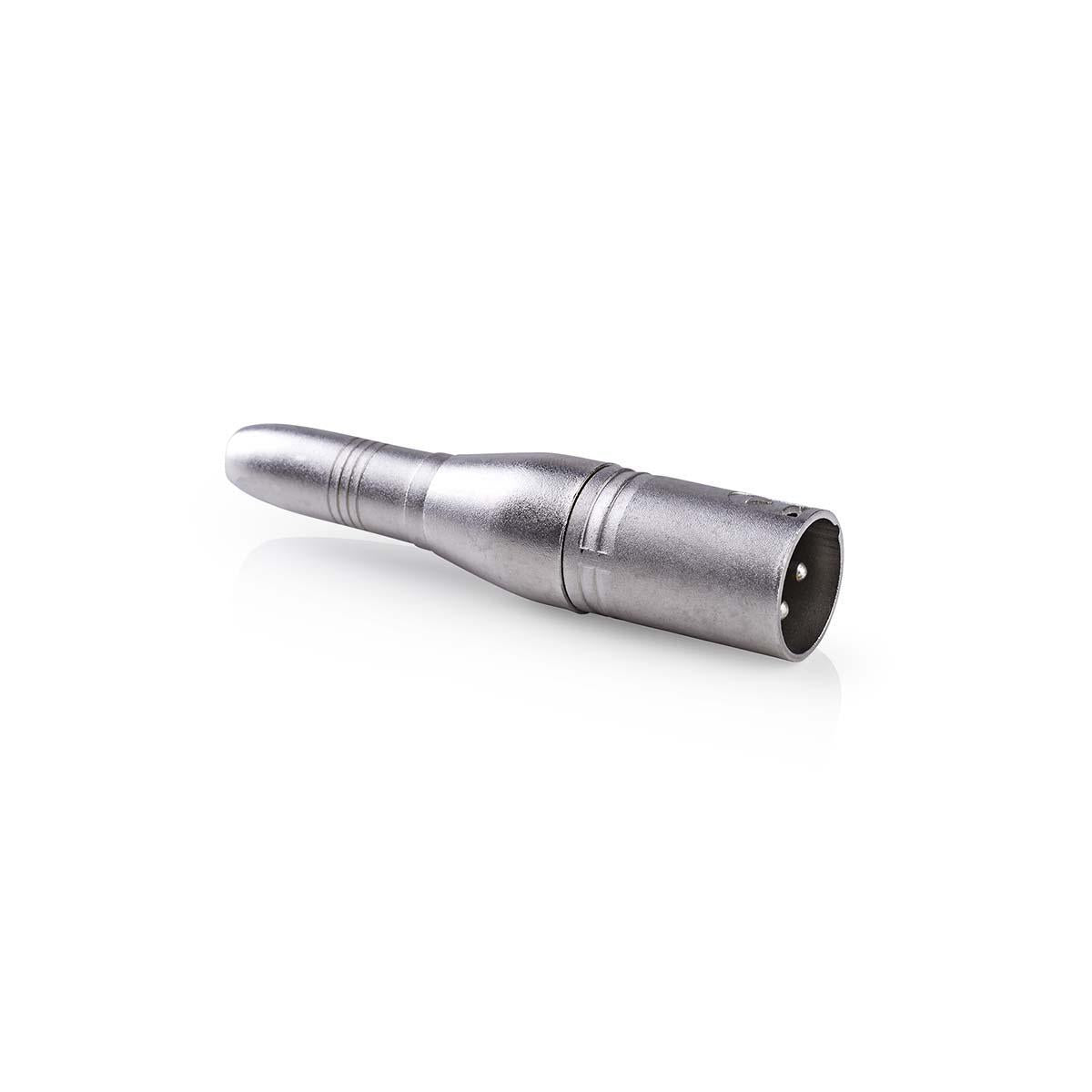 XLR Adapter | XLR 3-pin male | 6.35 mm Female | Nickel Plated | Straight | Metal | Silver | 10 pieces. | Plastic bag