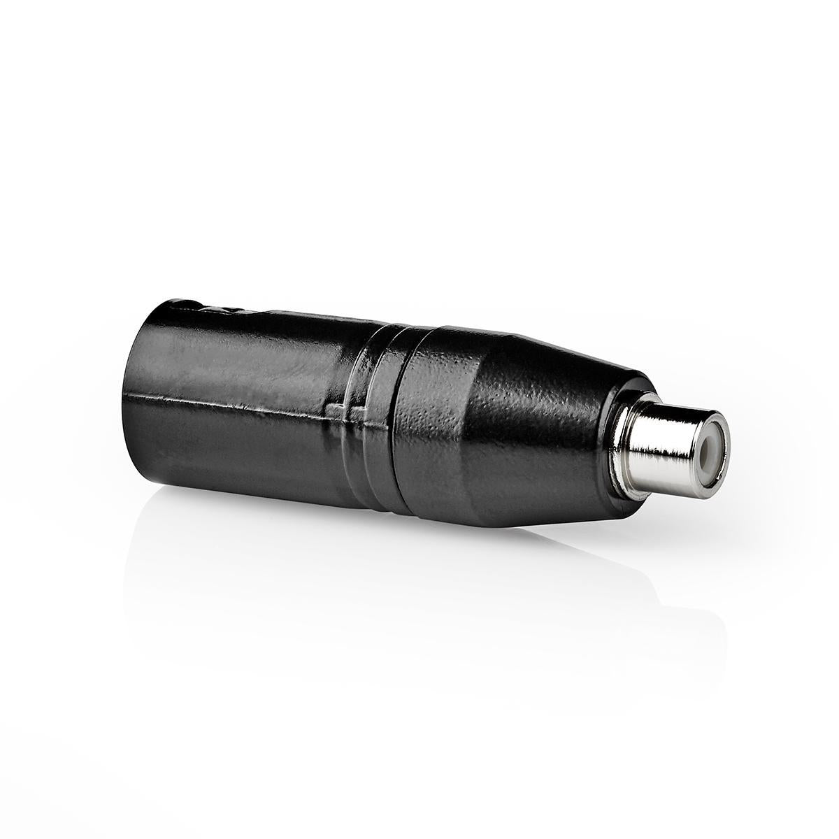 XLR Adapter | XLR 3-pin male | RCA Female | Nickel Plated | Straight | Metal | Black | 1 pc. | Plastic bag