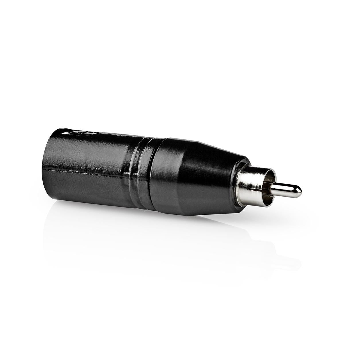XLR Adapter | XLR 3-pin male | RCA Male | Nickel Plated | Straight | Metal | Black | 1 pc. | Plastic bag
