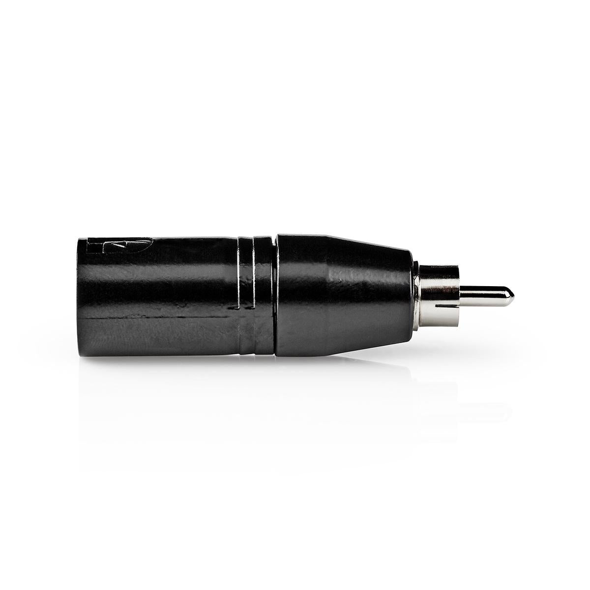 XLR Adapter | XLR 3-pin male | RCA Male | Nickel Plated | Straight | Metal | Black | 1 pc. | Plastic bag