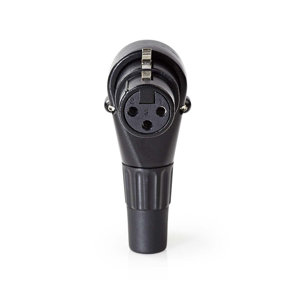 XLR connector | Angled | Female | Nickel Plated | Soldering | Cable input diameter: 5.0 mm | Metal | Black | 1 pc. | Plastic bag