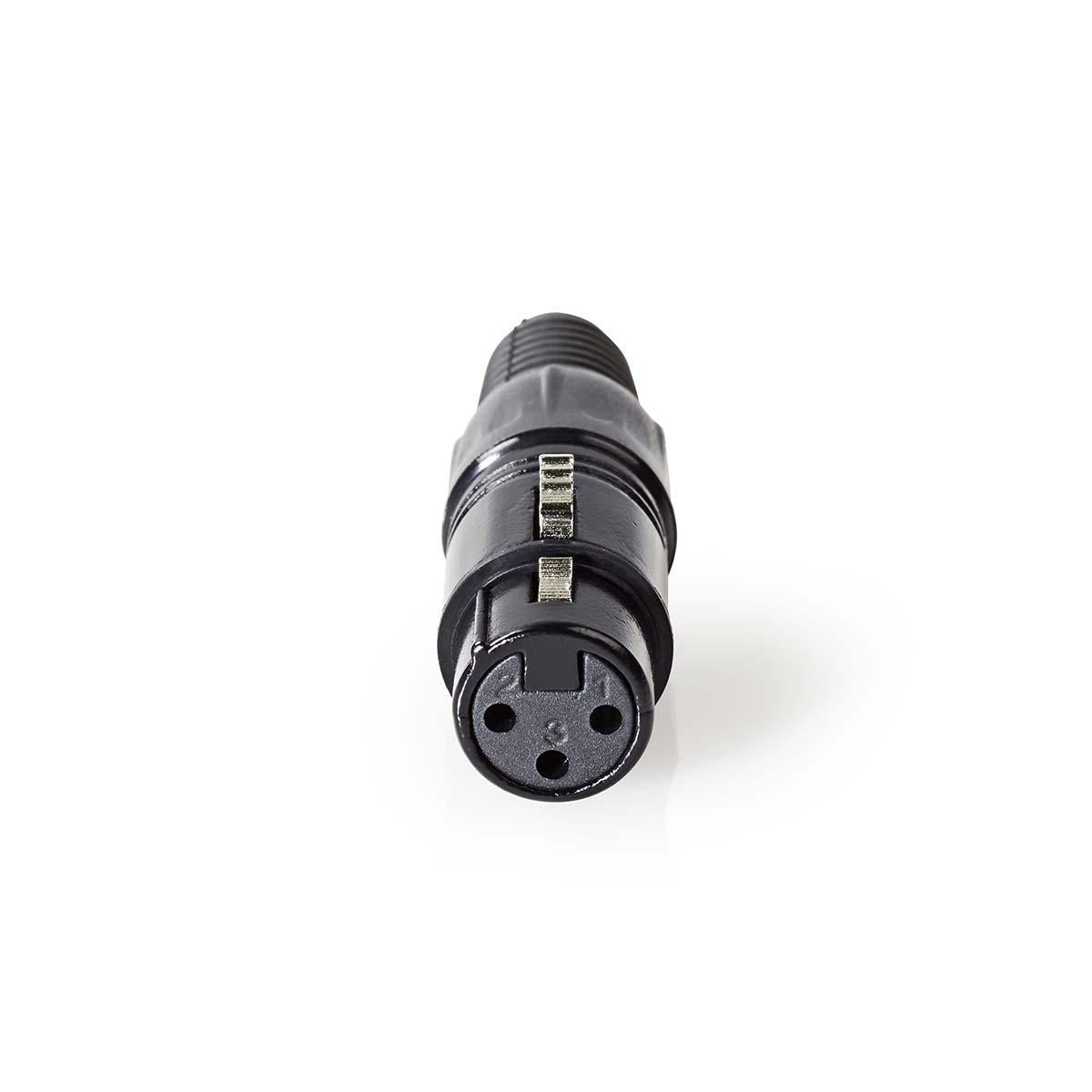 XLR connector | Straight | Female | Nickel Plated | Soldering | Cable input diameter: 5.0 mm | Metal | Black | 1 pc. | Plastic bag