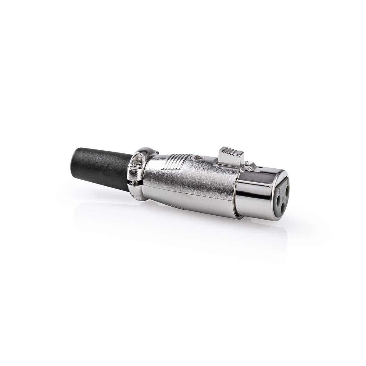 XLR connector | Straight | Female | Nickel Plated | Soldering | Cable input diameter: 7.0 mm | Metal | Silver | 25 pcs. | Envelope