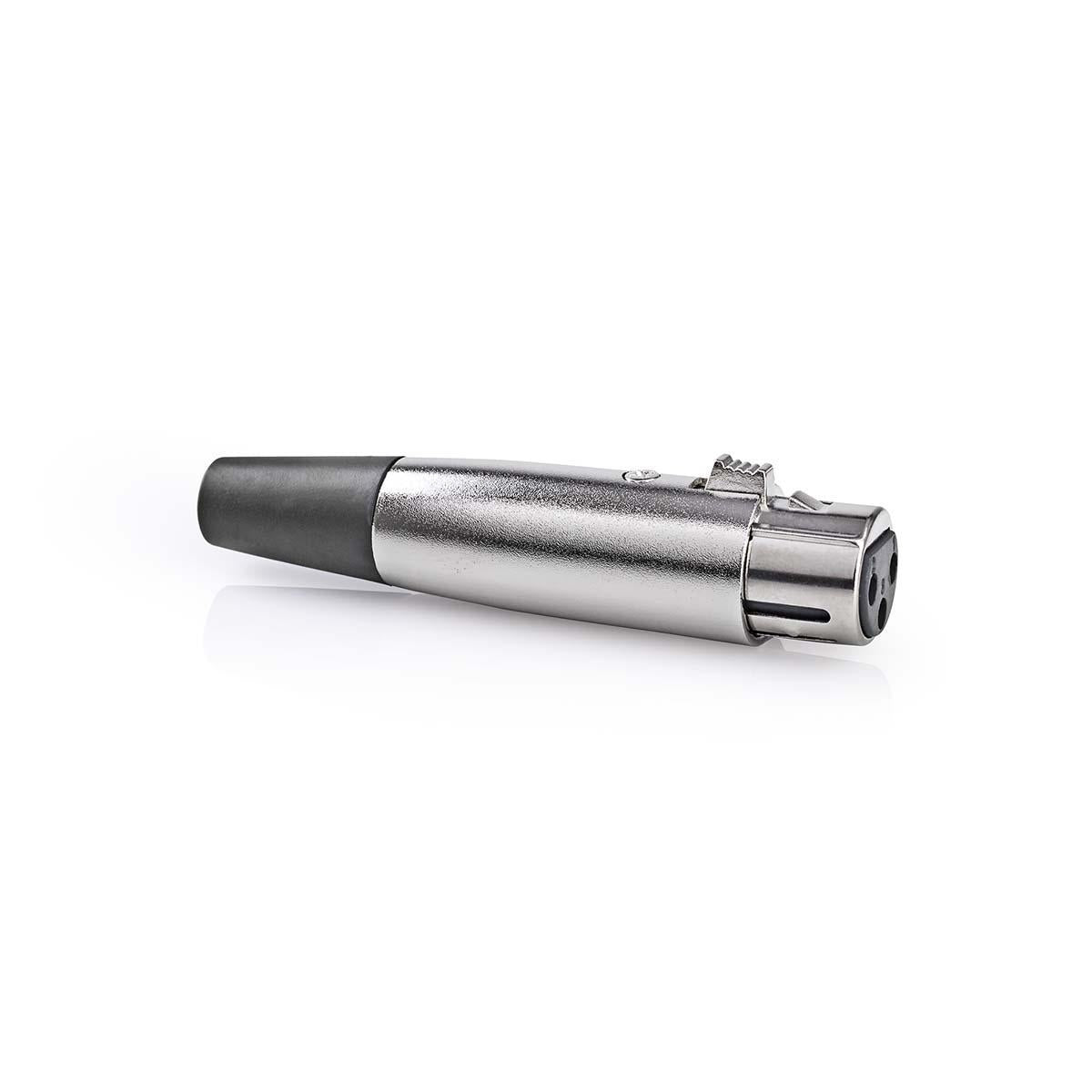XLR connector | Straight | Female | Nickel Plated | Soldering | Cable input diameter: 7.0 mm | Metal | Silver | 25 pcs. | Plastic bag