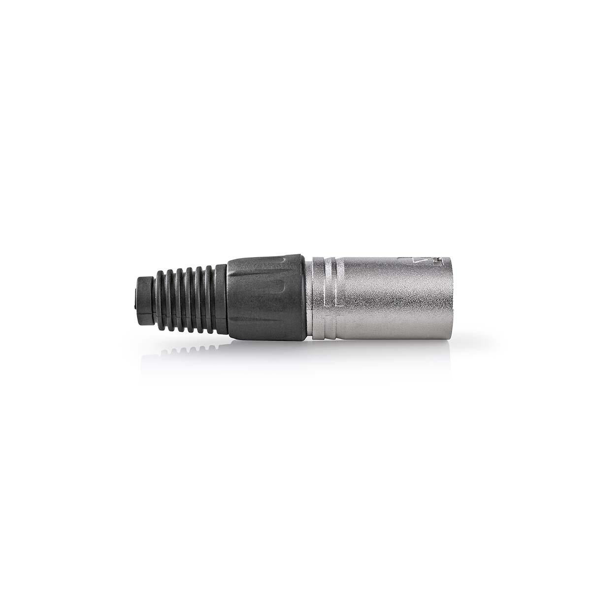 XLR connector | Straight | Male | Nickel Plated | Protective cover | Cable input diameter: 7.0 mm | Metal | Silver | 10 pieces. | Plastic bag