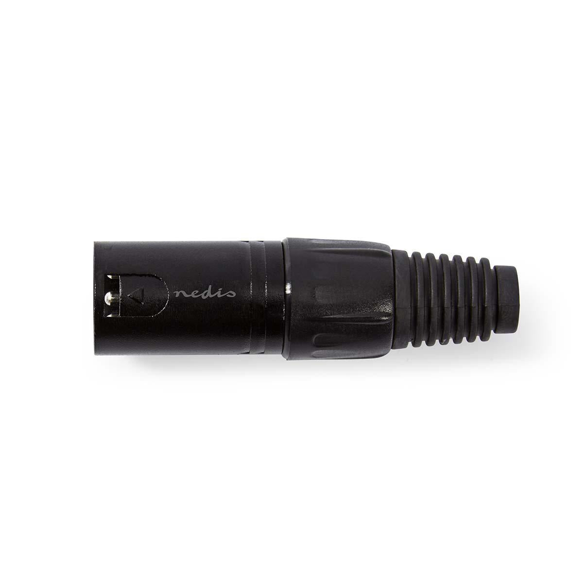 XLR connector | Straight | Male | Nickel Plated | Soldering | Cable input diameter: 5.0 mm | Metal | Black | 1 pc. | Plastic bag