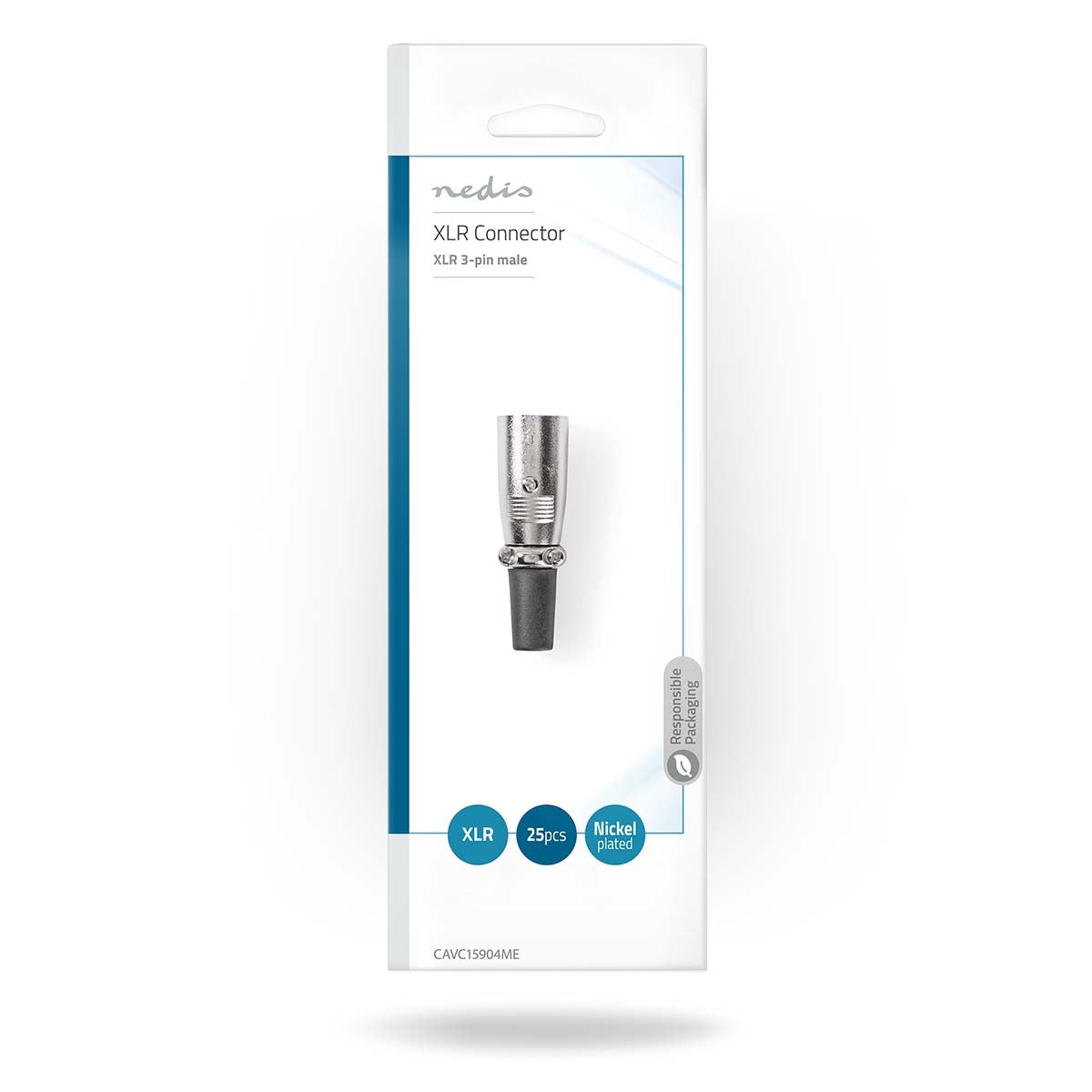 XLR connector | Straight | Male | Nickel Plated | Soldering | Cable input diameter: 7.0 mm | Metal | Silver | 25 pcs. | Envelope