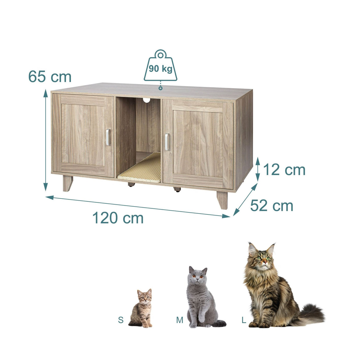 XXL Cat Litter Cabinet with Mat – Dual Compartment