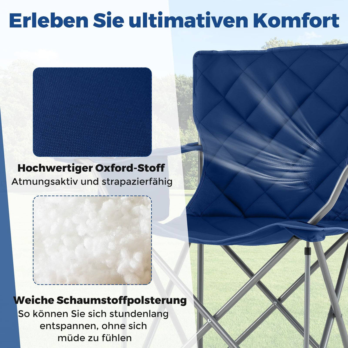 XXL Folding Camping Chair with Cooler & Cup Holder, 227kg Capacity