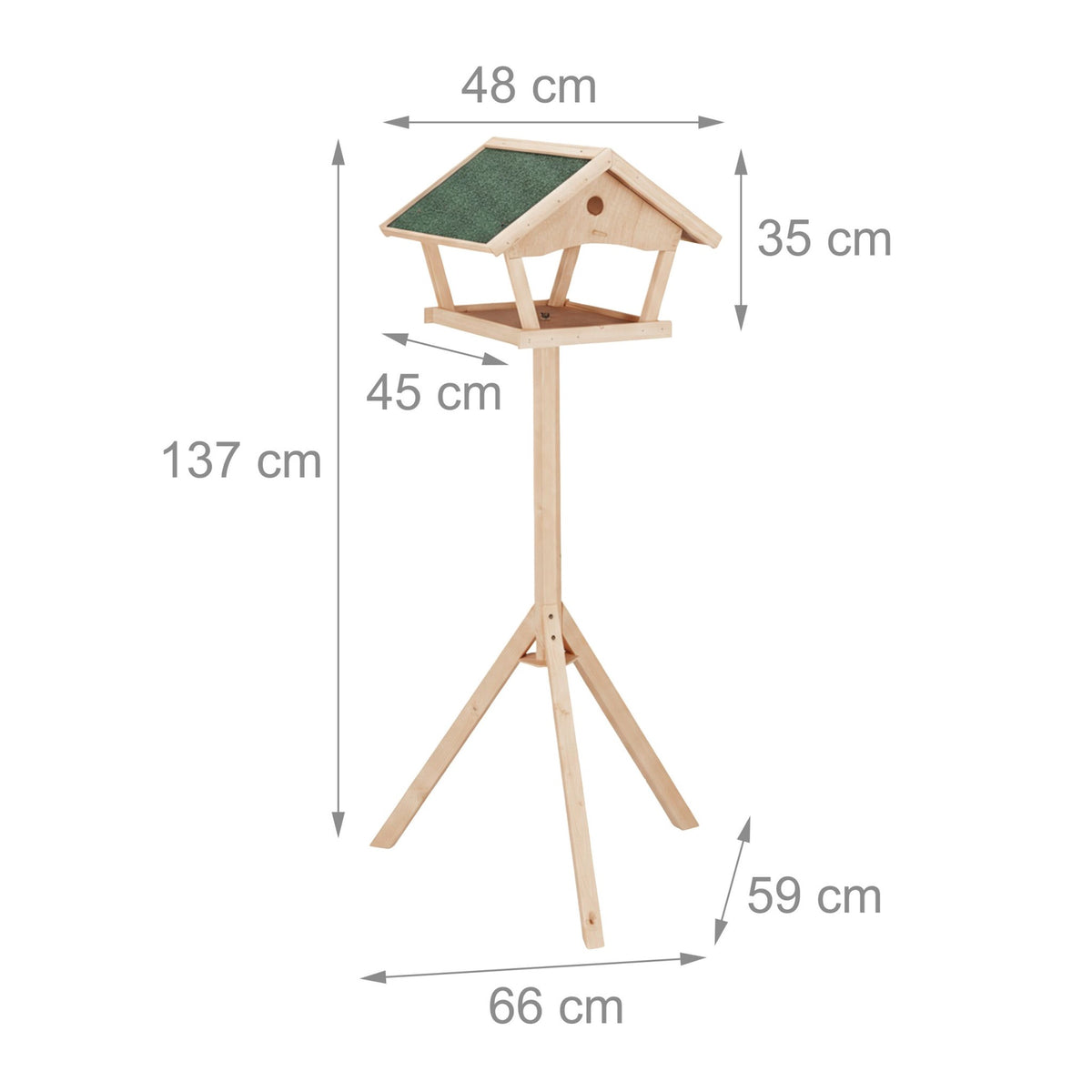 XXL Freestanding Bird Feeder with Stand, Fir Wood