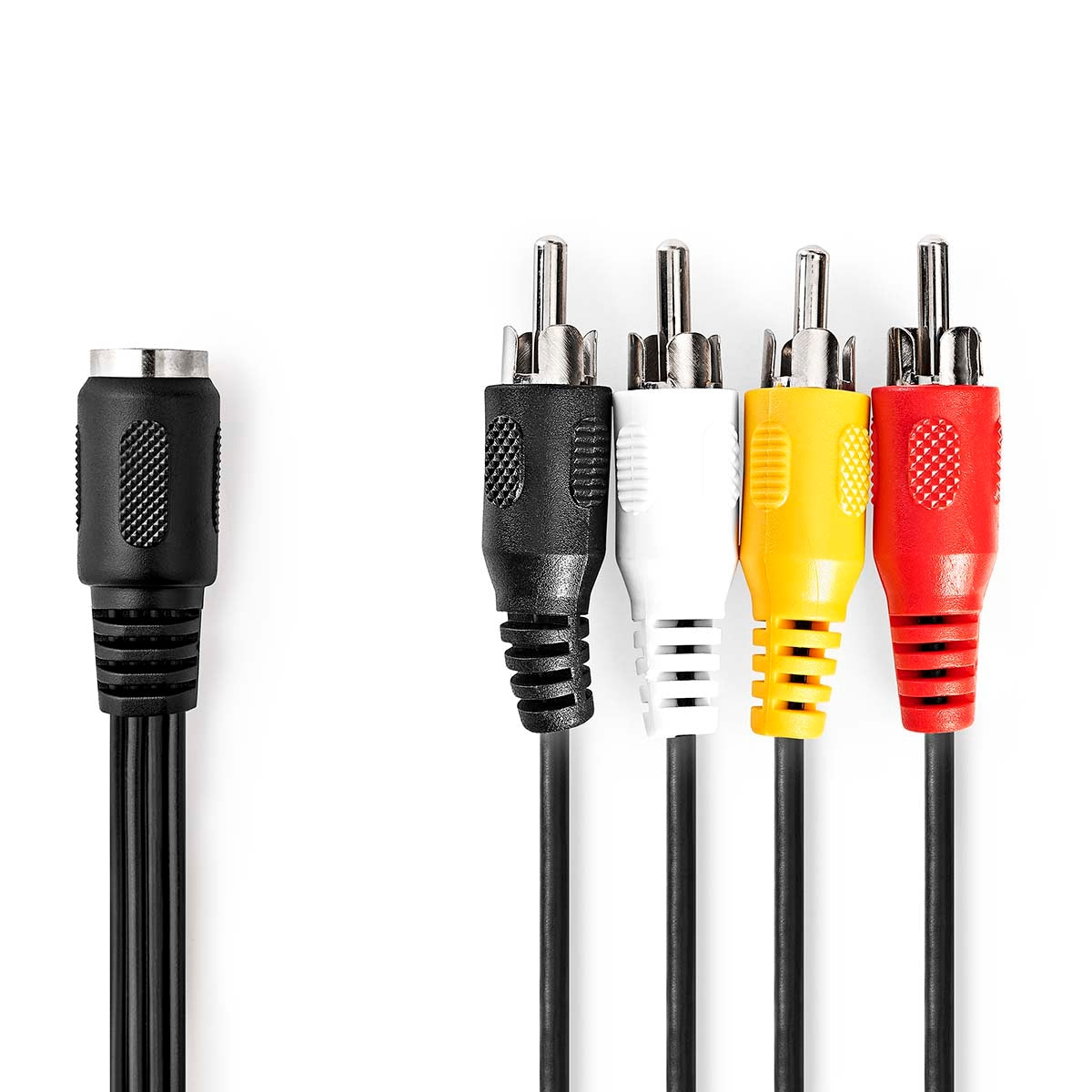 YOUR audio cable | DIN 5-Pin Female | 4x RCA Male | Nickel Plated | 0.20 m | Round | PVC | Black | Label