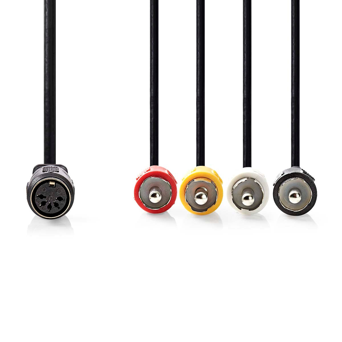 YOUR audio cable | DIN 5-Pin Female | 4x RCA Male | Nickel Plated | 0.20 m | Round | PVC | Black | Label