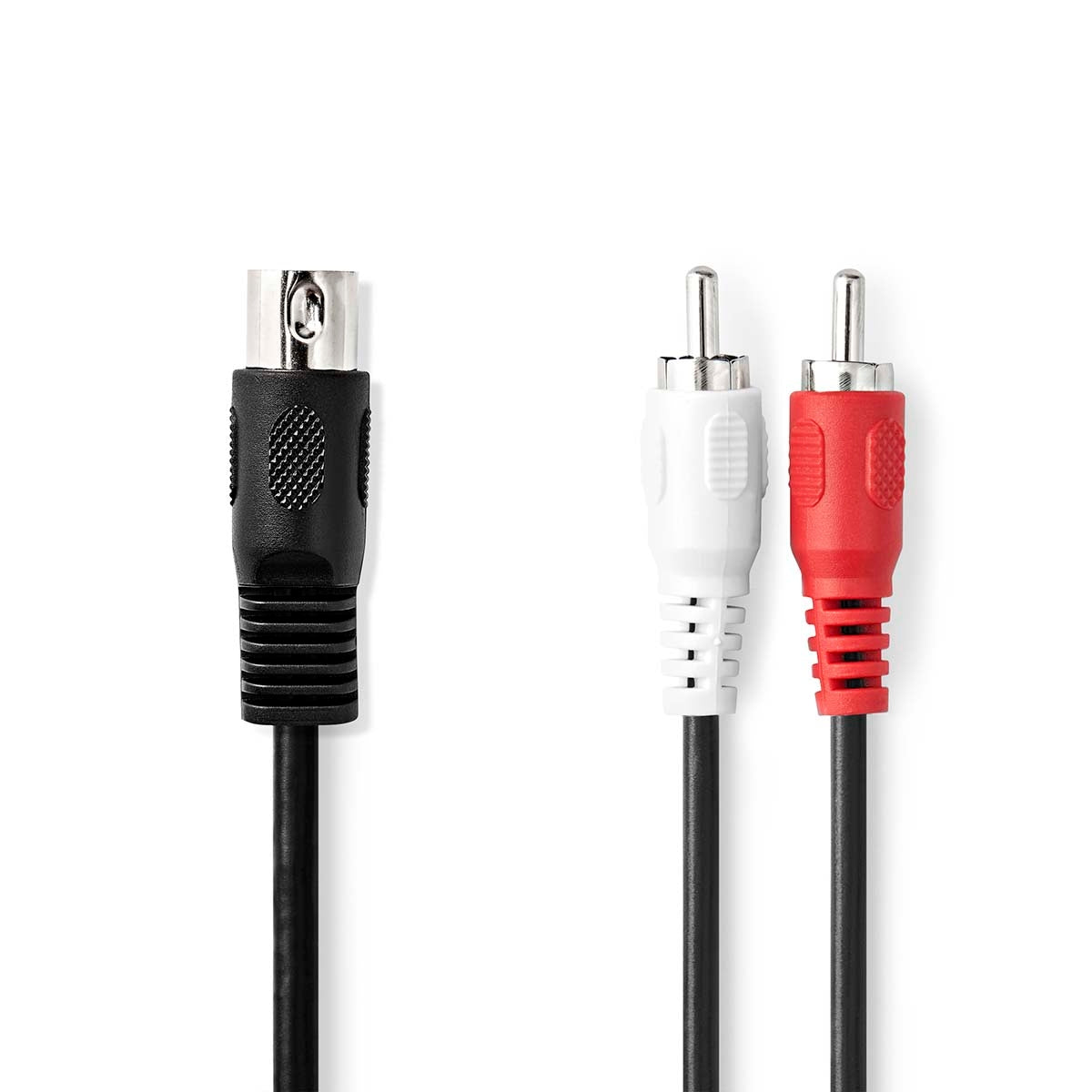 YOUR audio cable | DIN 5-Pin Male | 2x RCA Male | Nickel Plated | 1.00 m | Round | PVC | Black | Label