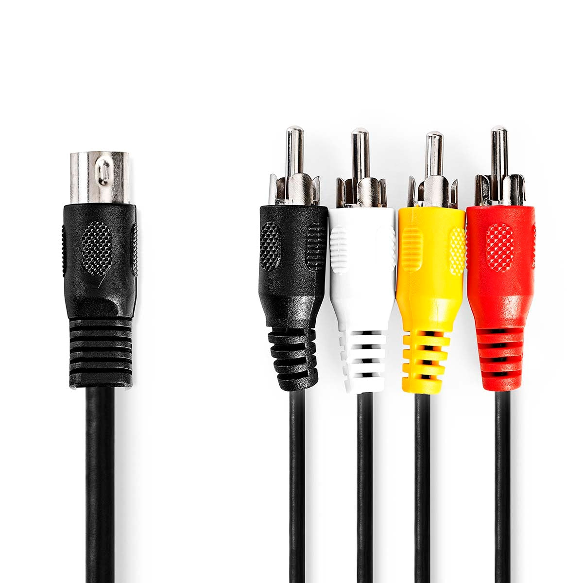 YOUR audio cable | DIN 5-Pin Male | 4x RCA Male | Nickel Plated | 1.00 m | Round | PVC | Black | Label