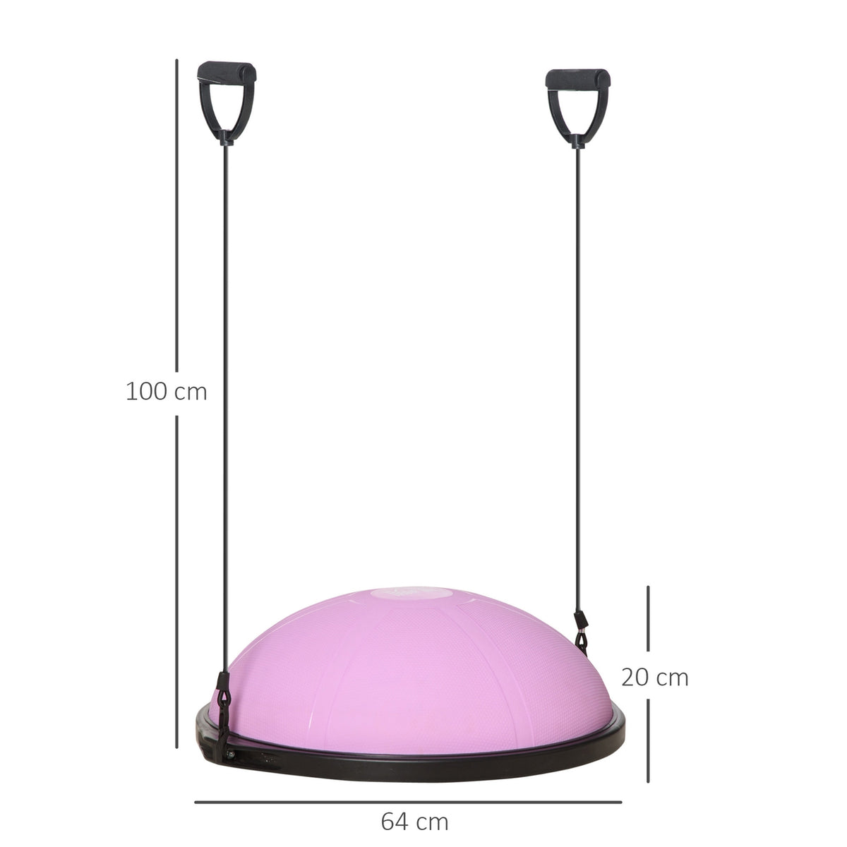 Yoga Ball Hemisphere Balance Trainer, Exercise Ball With Training Rope, For Yoga And Balance, Light Purple, Ø 64Cm