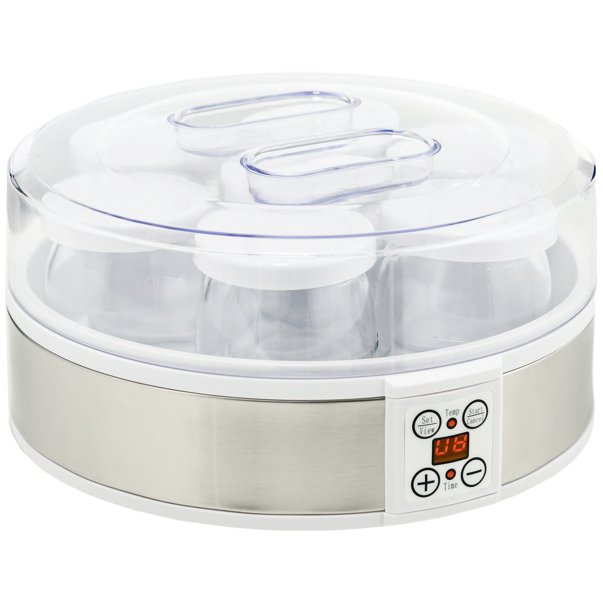Yoghurt Maker Yoghurt Machine With 48 Hour Timer, With Temperature Setting, 7 Glasses Of 180 Ml Each, Automatic Switch-Off, 20 W, White