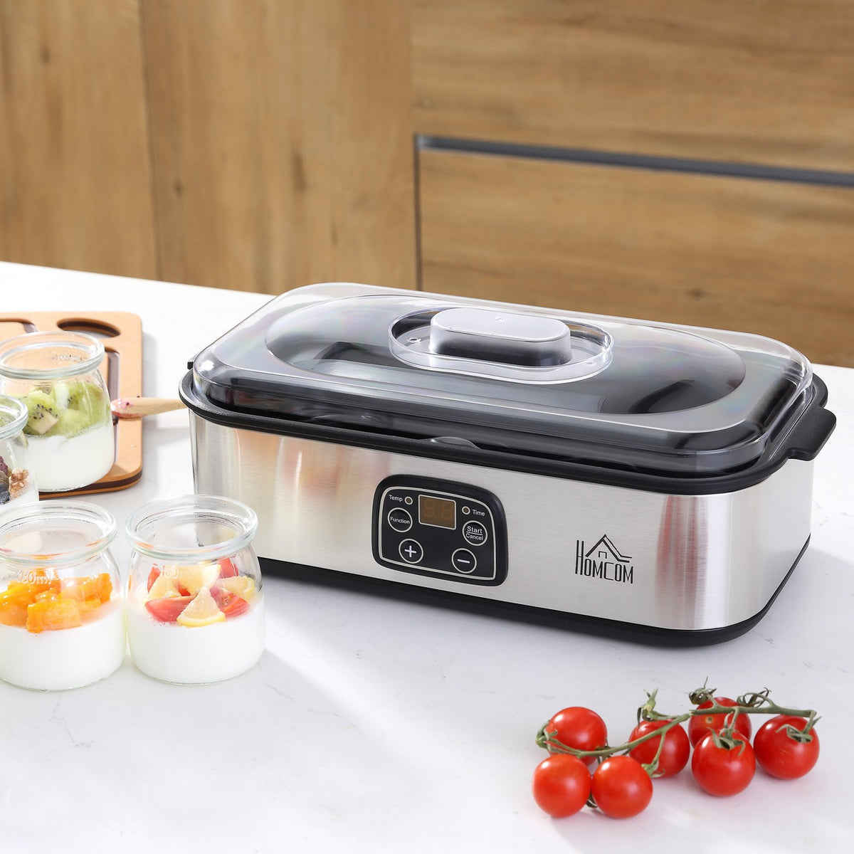 Yogurt Maker 25W, Lcd Display, 8 Jars With Lids, 180Ml, Adjustable Temperature, Pc & Pp Plastic