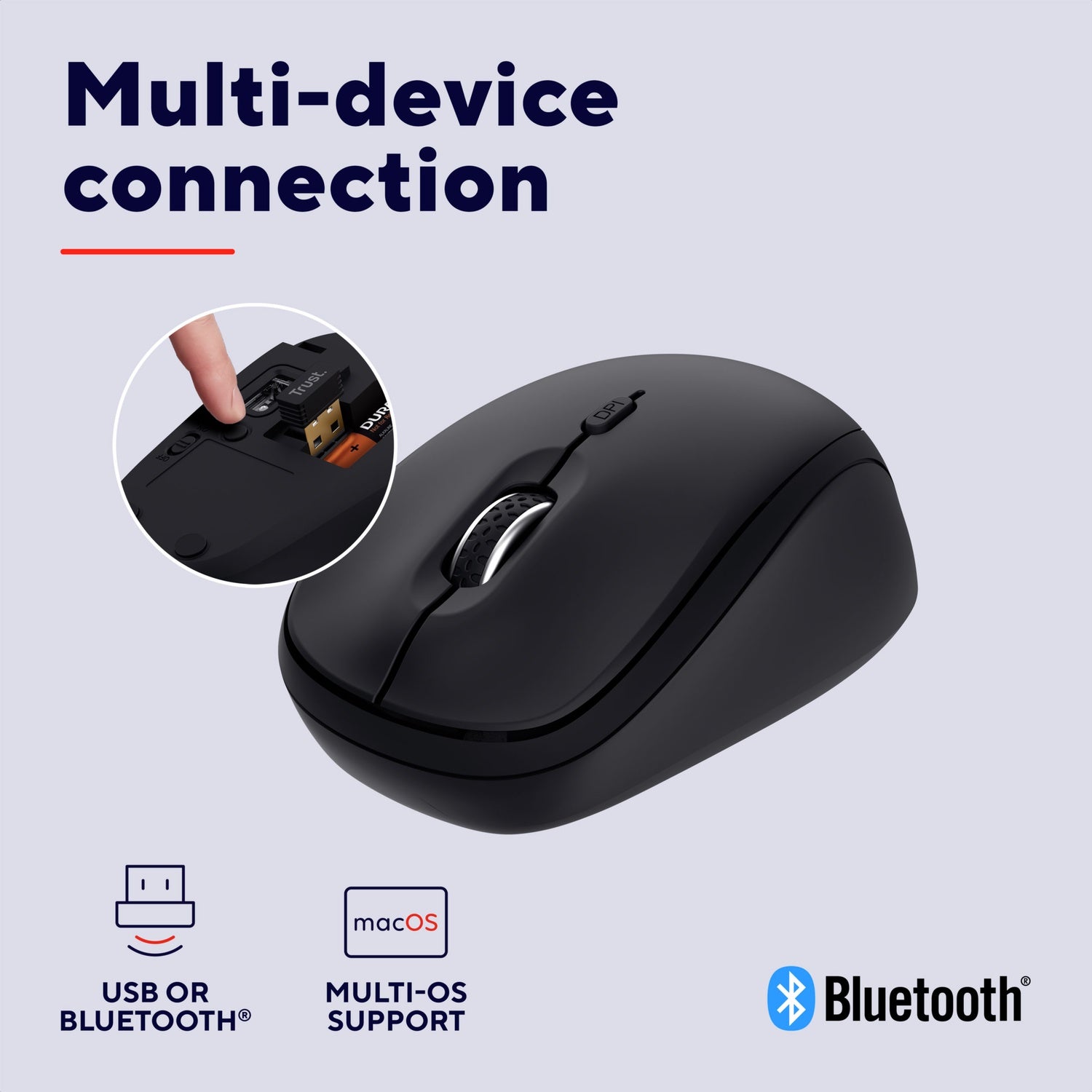Yvi+ Wireless mouse Bluetooth / 2.4 GHz Black