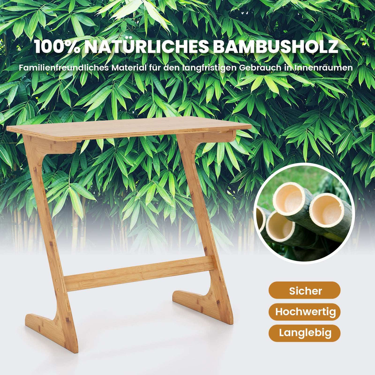 Z-Shaped Bamboo Side Table – Space-Saving Coffee Table