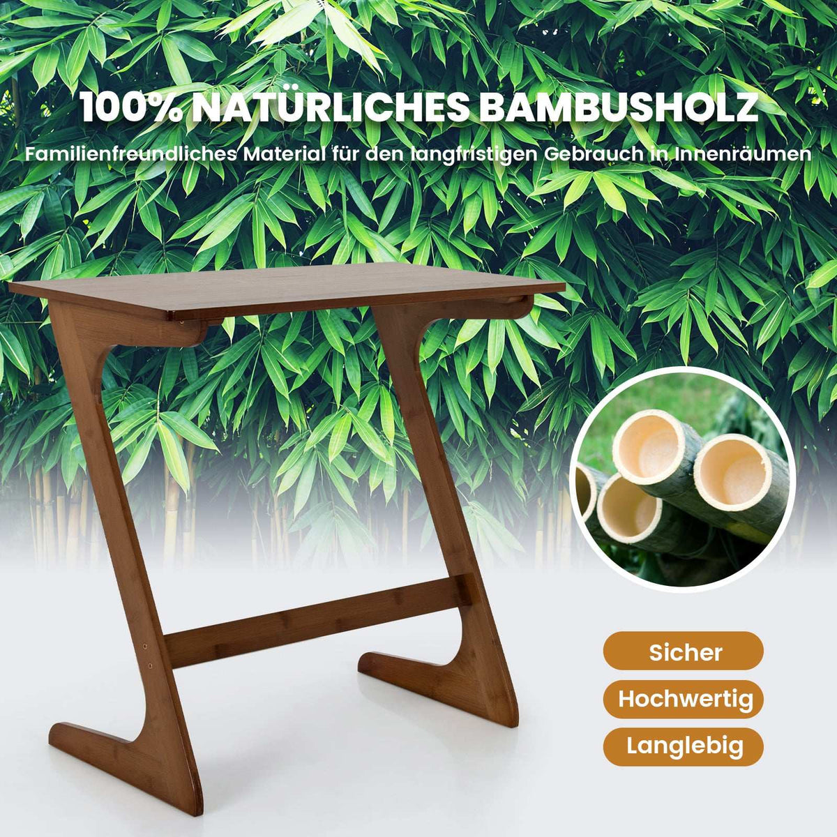 Z-Shaped Bamboo Side Table – Space-Saving Coffee Table