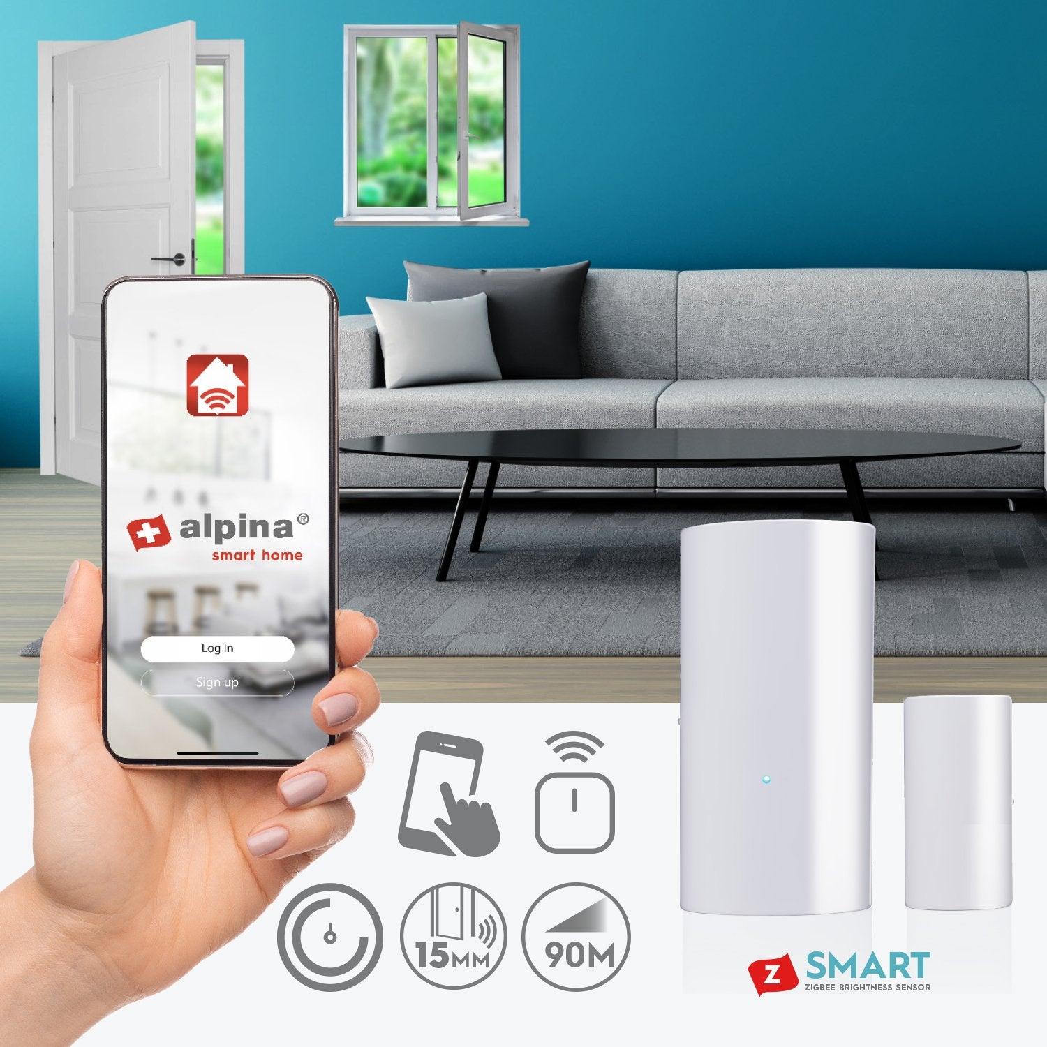 Zigbee Smart Door and Window Sensor 5.7 x 2.8 cm / 3.1 x 1.6 cm
