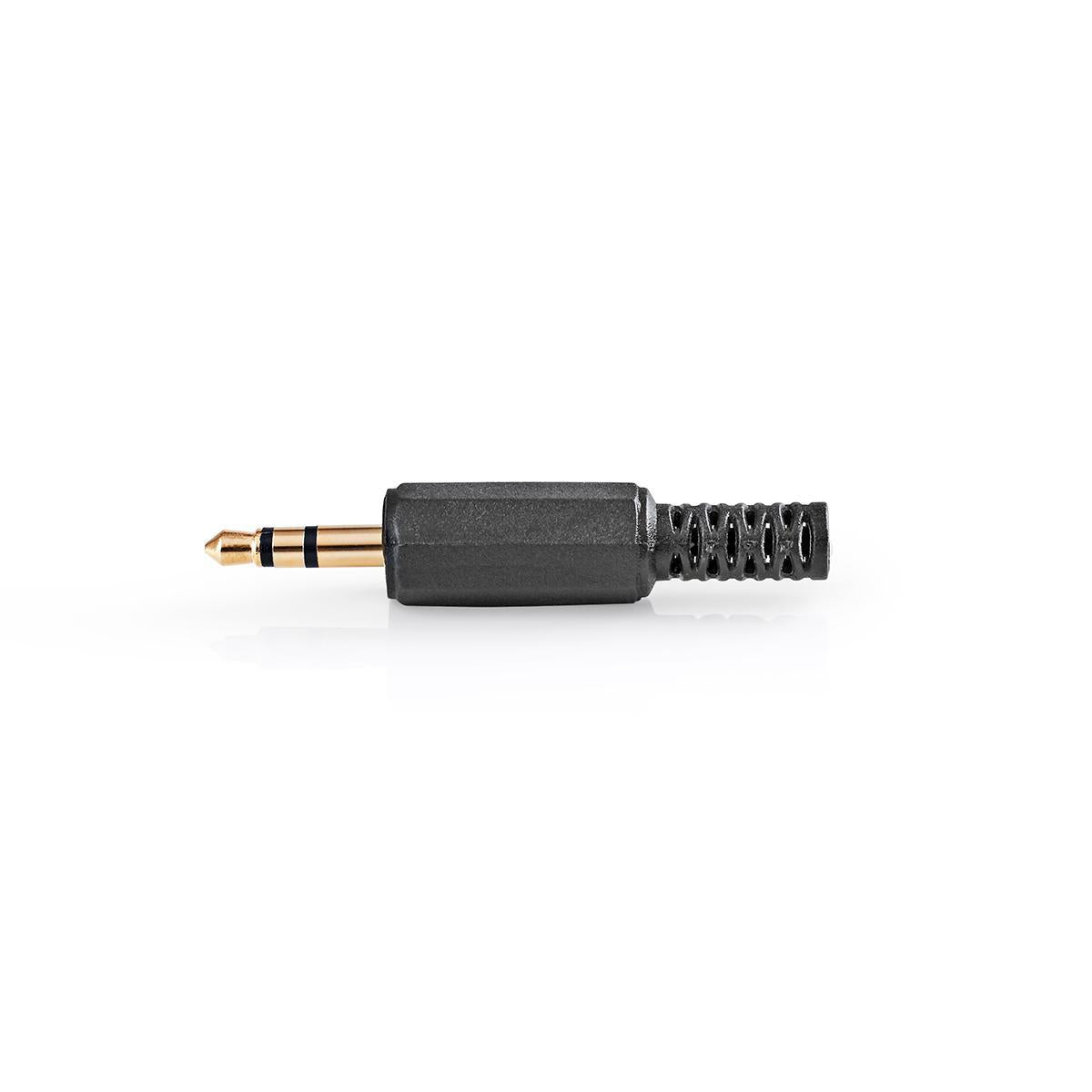audio connector | Straight | Male | Gold Plated | Soldering | Cable input diameter: 4.0 mm | PVC | Gold / Black | 25 pcs. | Plastic bag