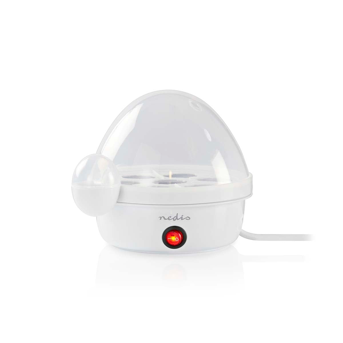 egg cooker | 7 eggs | The measuring glass | Warning signal | Automatic shutdown | White