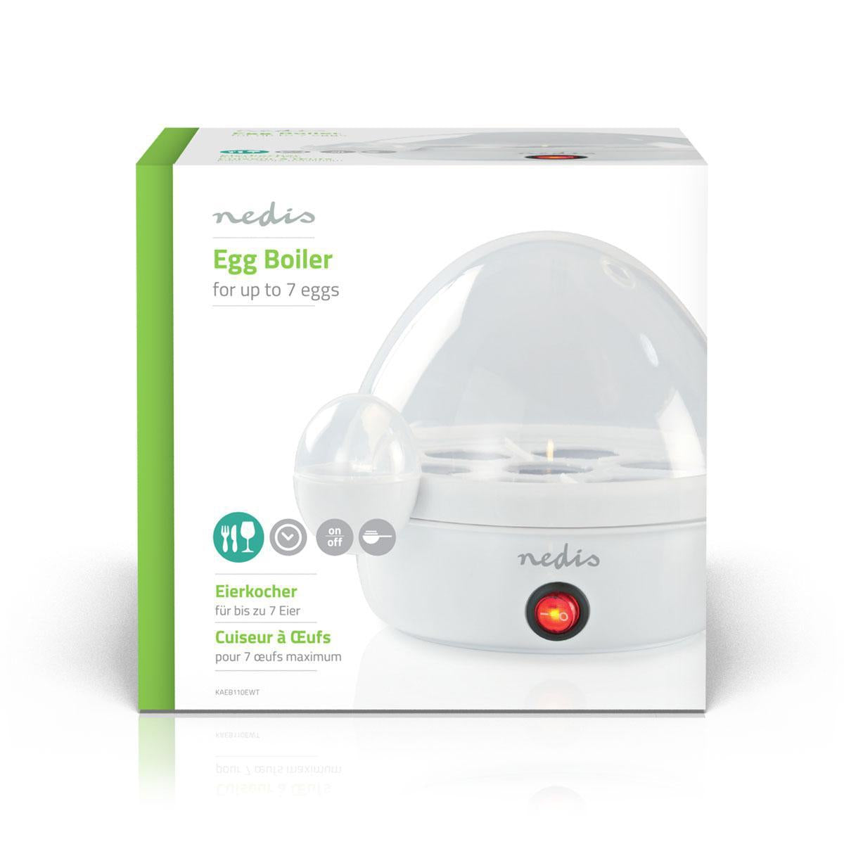 egg cooker | 7 eggs | The measuring glass | Warning signal | Automatic shutdown | White