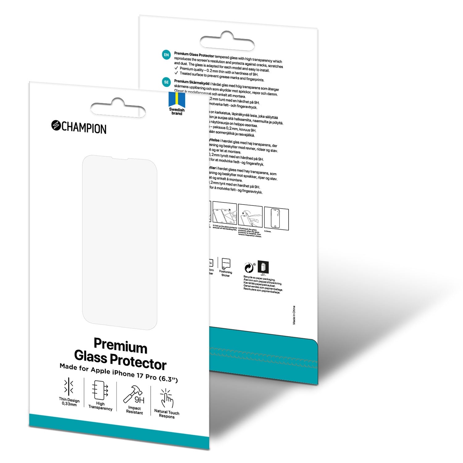 iPhone 17 Pro Tempered Glass Screen Protector, Oleophobic