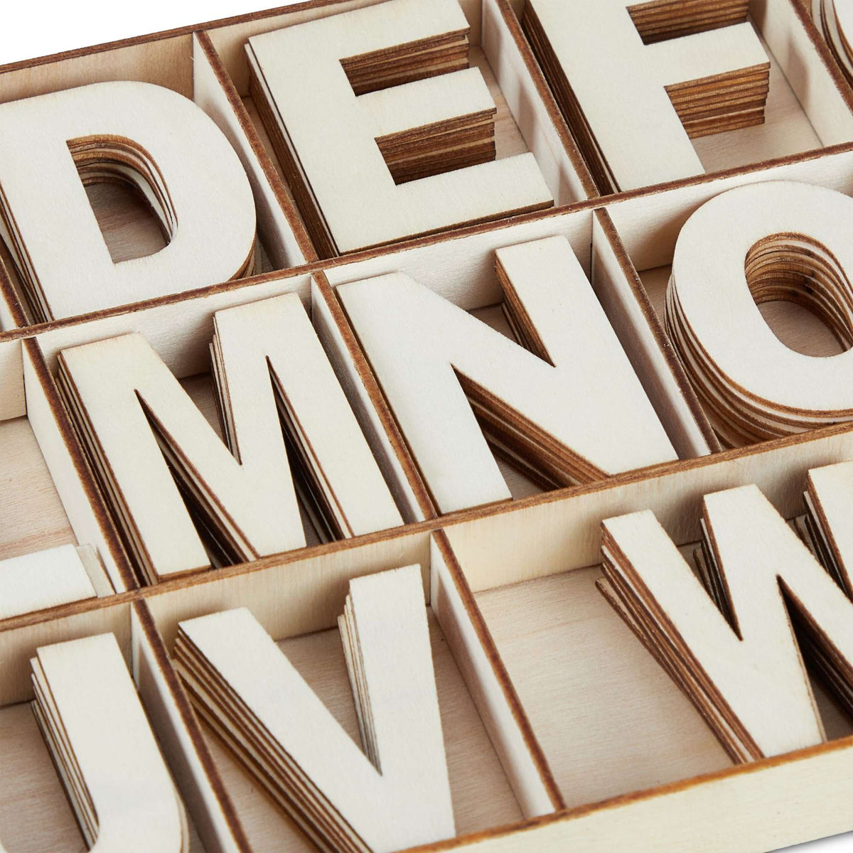 letter set in wood with 208 parts natural