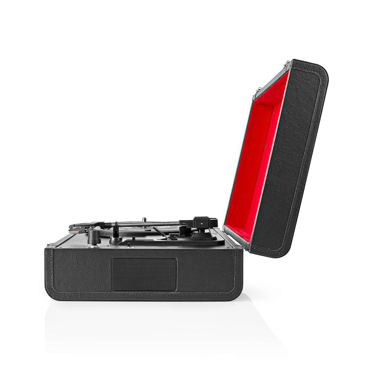 record player | 33 / 45 / 78 rpm | Belt Drive | 1x Stereo RCA | 18 W| Built-in (pre)amplifier | MDF / PU | Red / Black