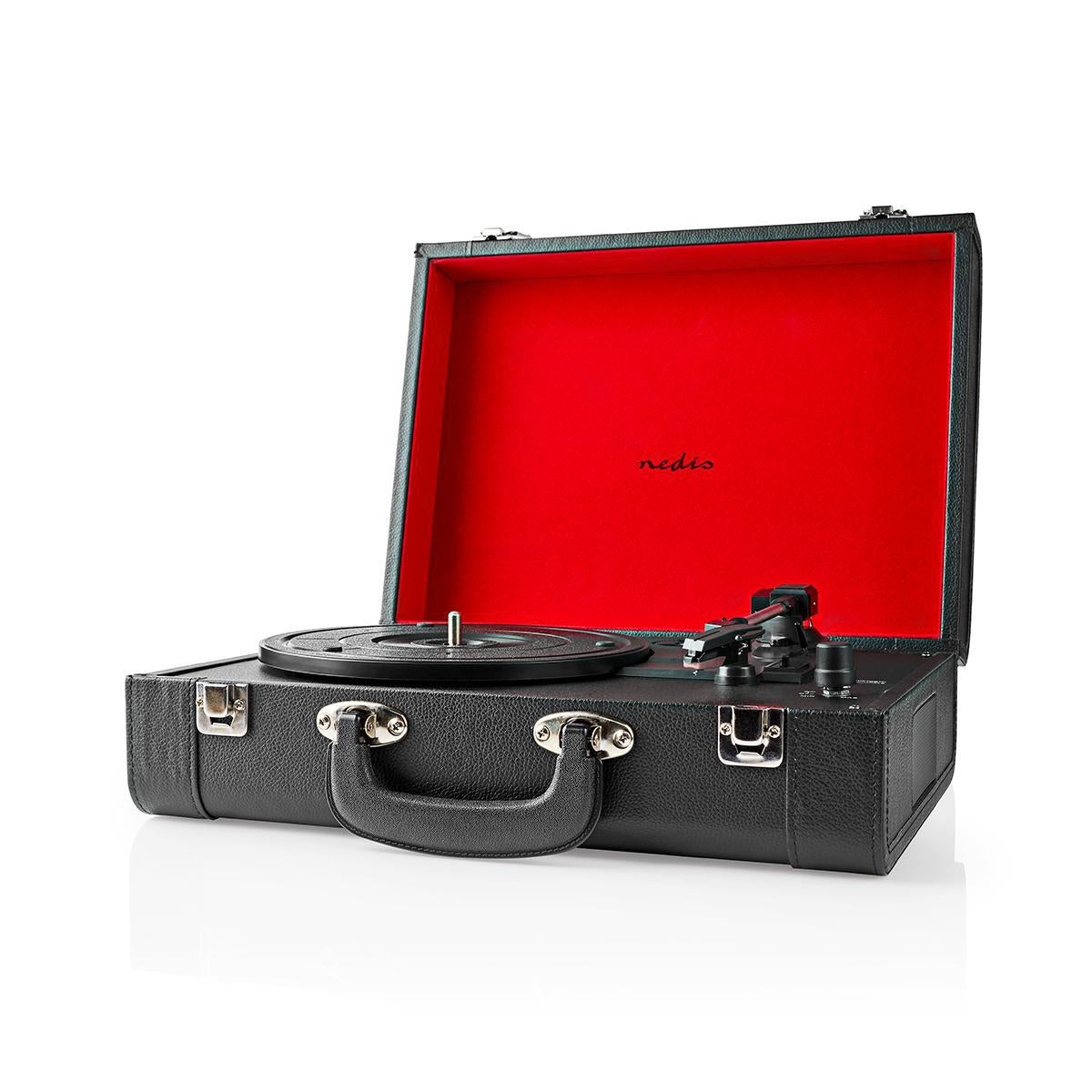 record player | 33 / 45 / 78 rpm | Belt Drive | 1x Stereo RCA | 18 W| Built-in (pre)amplifier | MDF / PU | Red / Black