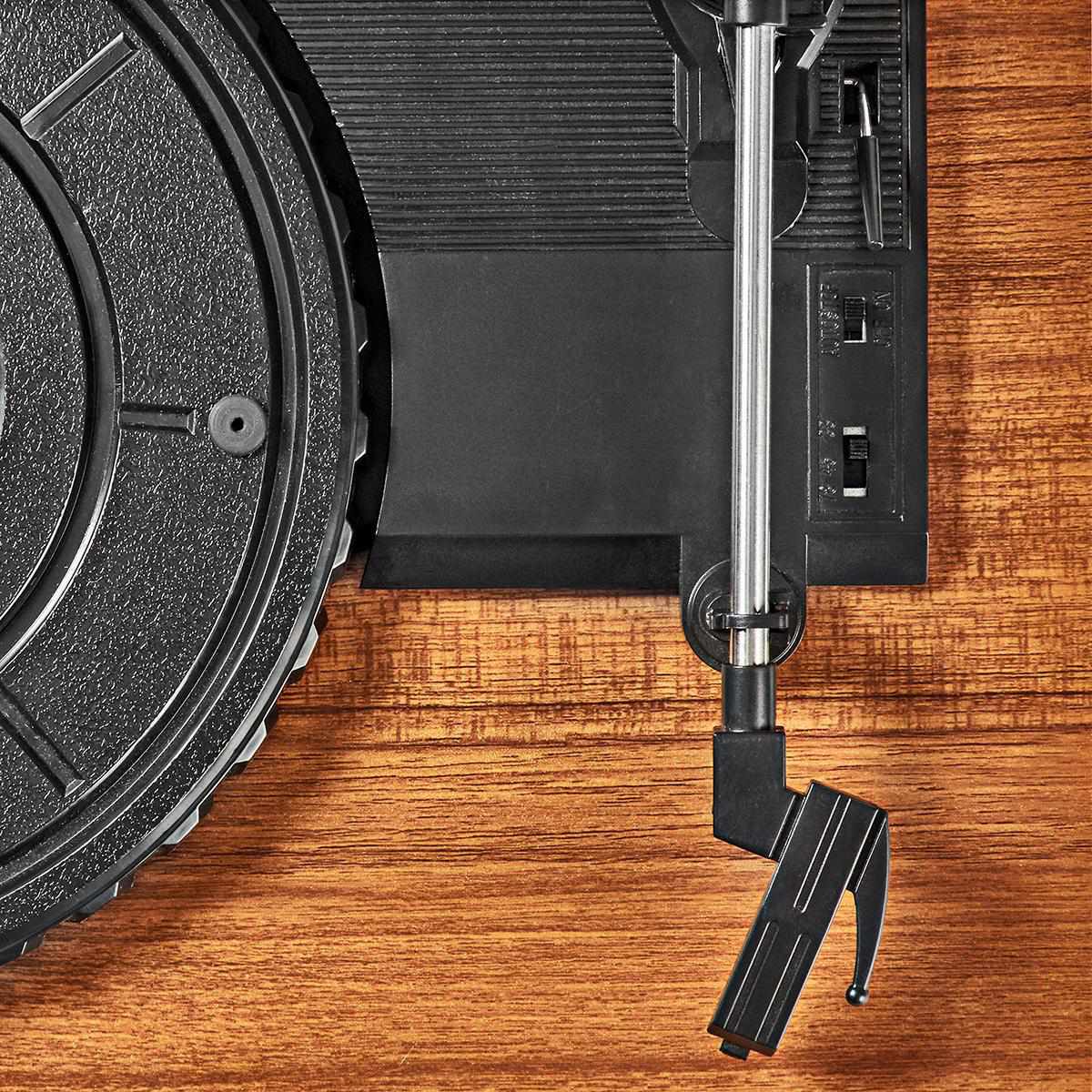 record player | 33 / 45 / 78 rpm | Belt Drive | 1x Stereo RCA | 9 W| Built-in (pre)amplifier | ABS / MDF | Brown / Black